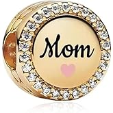Vegaine Mother Heart Charms for Bracelets Love Mom Flowers Charm Jewellery for Women