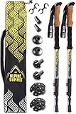 Guide Edition 100% Carbon Fiber Trekking / Hiking Poles with Anti-shock Tips and Cork Grips - Yosemite Golden Flow - Enjoy the Outdoors