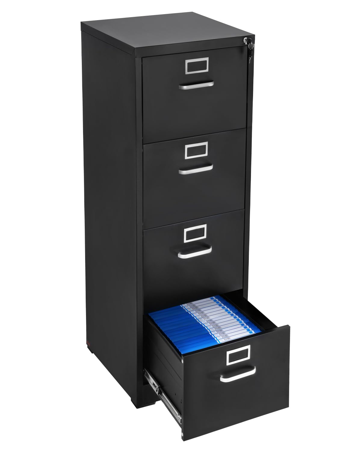 Photo 1 of VEVOR 4 Drawer File Cabinet with Lock, Metal Vertical Filing Storage Cabinets for Home Office, Heavy-Duty Cabinet with Detachable Hanging Rod, for A4/Letter/Legal Size File, Easy Assembly (Black)