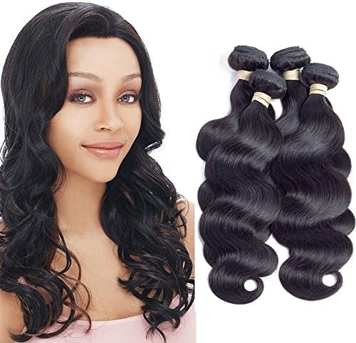 Allrun Hair Brazilian Virgin Hair 4 Bundles Body Wave Weft 7A Unprocessed Human Hair Weave Extensions Natural Color 14 16 18 20 inch