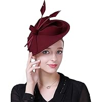 Ladies Red Wedding Hat For Women Vintage 100% Wool Felt Pillbox