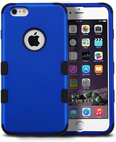 iPhone 6s, iPhone 6 Case with [FREE 9H Tempered Glass Protector] Full Body Protection [2-in-1] Package by MyTurtle Shockproof Protective Shell Cover (Blue Black)