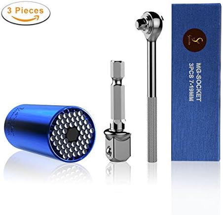 Shovan Universal Socket Metric Wrench Power Drill Adapter Socket Professional Repair Tools by, 7-19mm, 3 Pieces Set