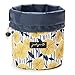 Jadyn B Cinch Top Compact Travel Makeup Bag and Cosmetic Organizer for Women (Yellow Flowers)