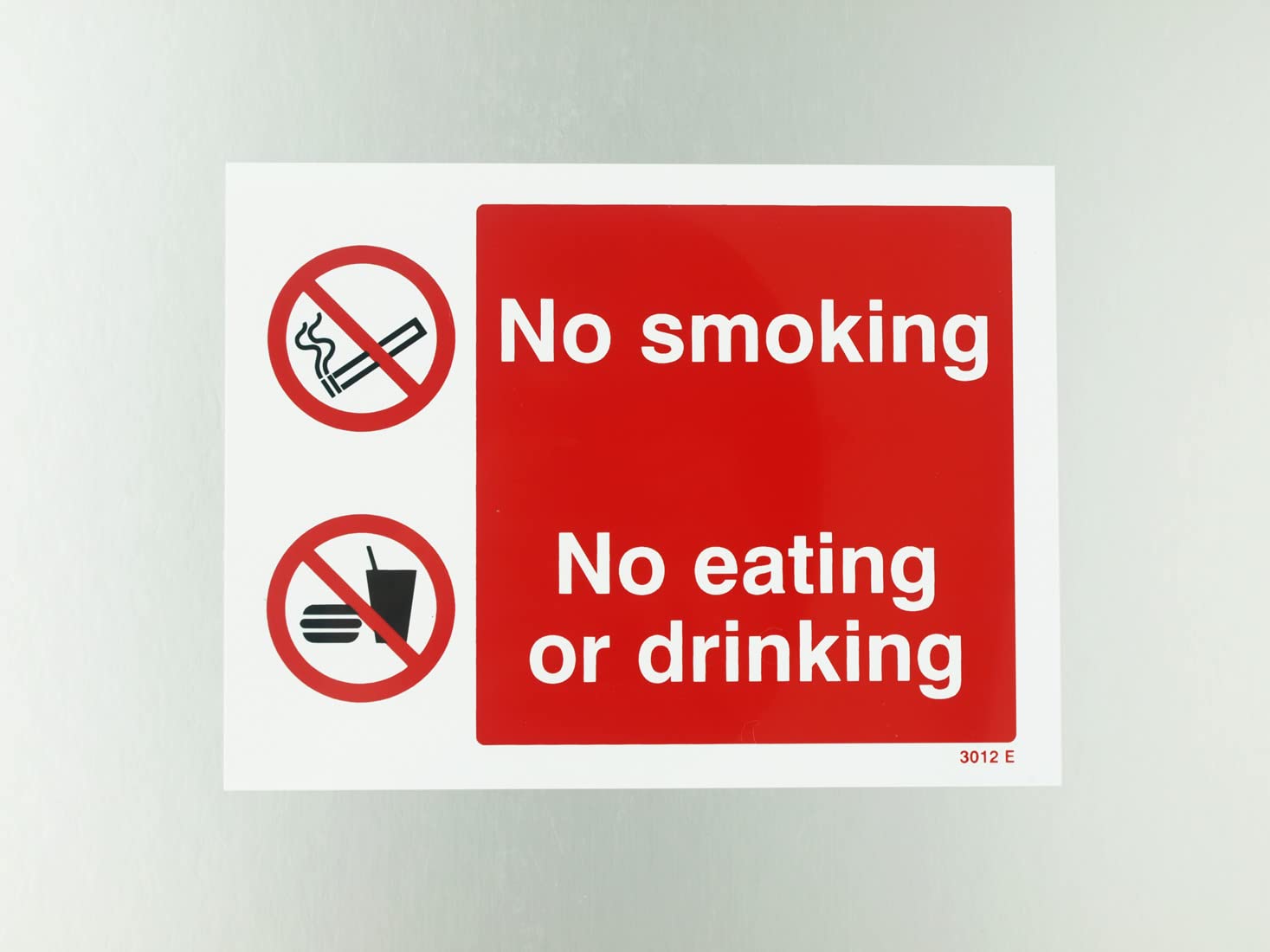 Caledonia Signs 13012E No Smoking, No Eating, No Drinking Sign, Rigid Plastic, E: 200 mm x 150 mm