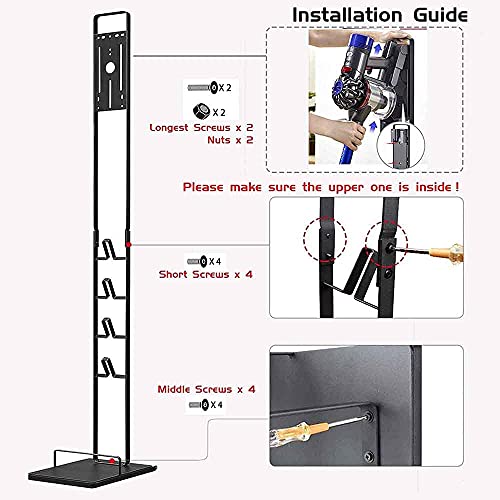 RUQIWEMI Vacuum Cleaner Stand Holder with Wheels for Dyson V15 V11 V10 V8 V7 V6, Metal Floor Stand Compatibel for Dreame T30 T20 V12 V11 V10,No Drilling the Wall (Black)