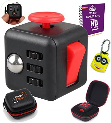 Power Fidget Cube Dice Toy The Anti Anxiety Attention Premium Quality Cube Perfect Stress Reducer, ADD, ADHD And EDC Focus for Children and Adults BONUS Zipper Case &amp; Minion Key Chain