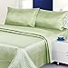 Deluxe Hotel 4-Piece Bed Sheet Set - Dobby Stripe - 100% Cotton Sateen - 300 Thread Count - King - Sage