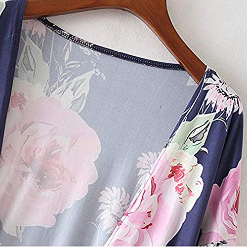 Farmerl Fashion Womens Print Kimono Casual Shawl Cardigan Top Cover Up Blouse Navy - Thumbnail 4