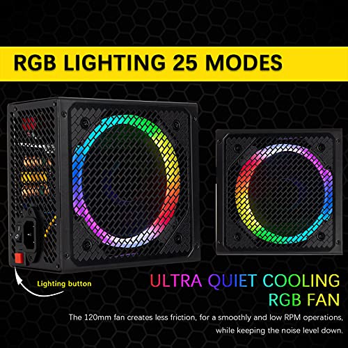 ESGAMING Power Supply 750W, Full Modular RGB Power Supply, 80 Plus Gold