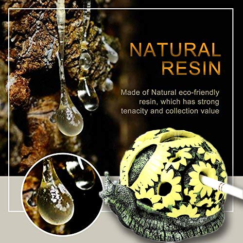 Rabbitroom Ashtrays for Cigarettes Outdoor Ashtray with Lid Resin Ash Holder for Indoor and Outdoor Home Office Decoration Creative Gift for Family and Friends (Snail)