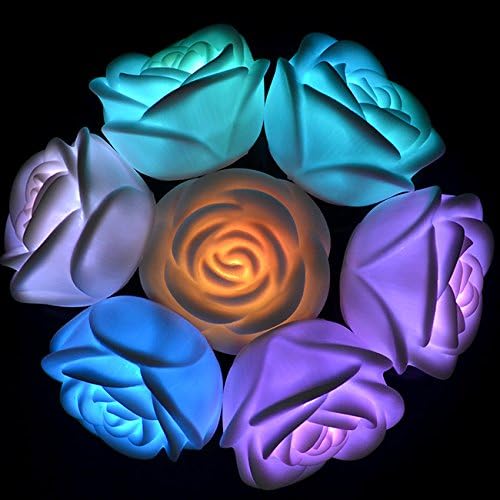 24pcs Color Changing Romantic Rose LED Light Flameless Candles Night Light Lamp Party Wedding Decor