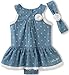 Calvin Klein Baby Girls' Girls Chambray Sunsuit with Headband