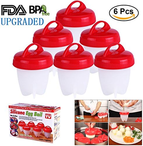 Boiled Egg Cooker Soft &amp; Hard Boiled Eggs Maker As Seen on TV 6 Pcs Poached Boiled Eggs Steamer by POAO, Non Stick Silicone Egg Maker, No Shell, BPA Free