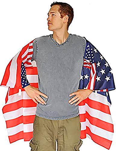 DomeStar USA American Flag Cape Cloak Costume, Wearable Flag with Sleeves Classic Flag, 2 Differents Wearing Methods