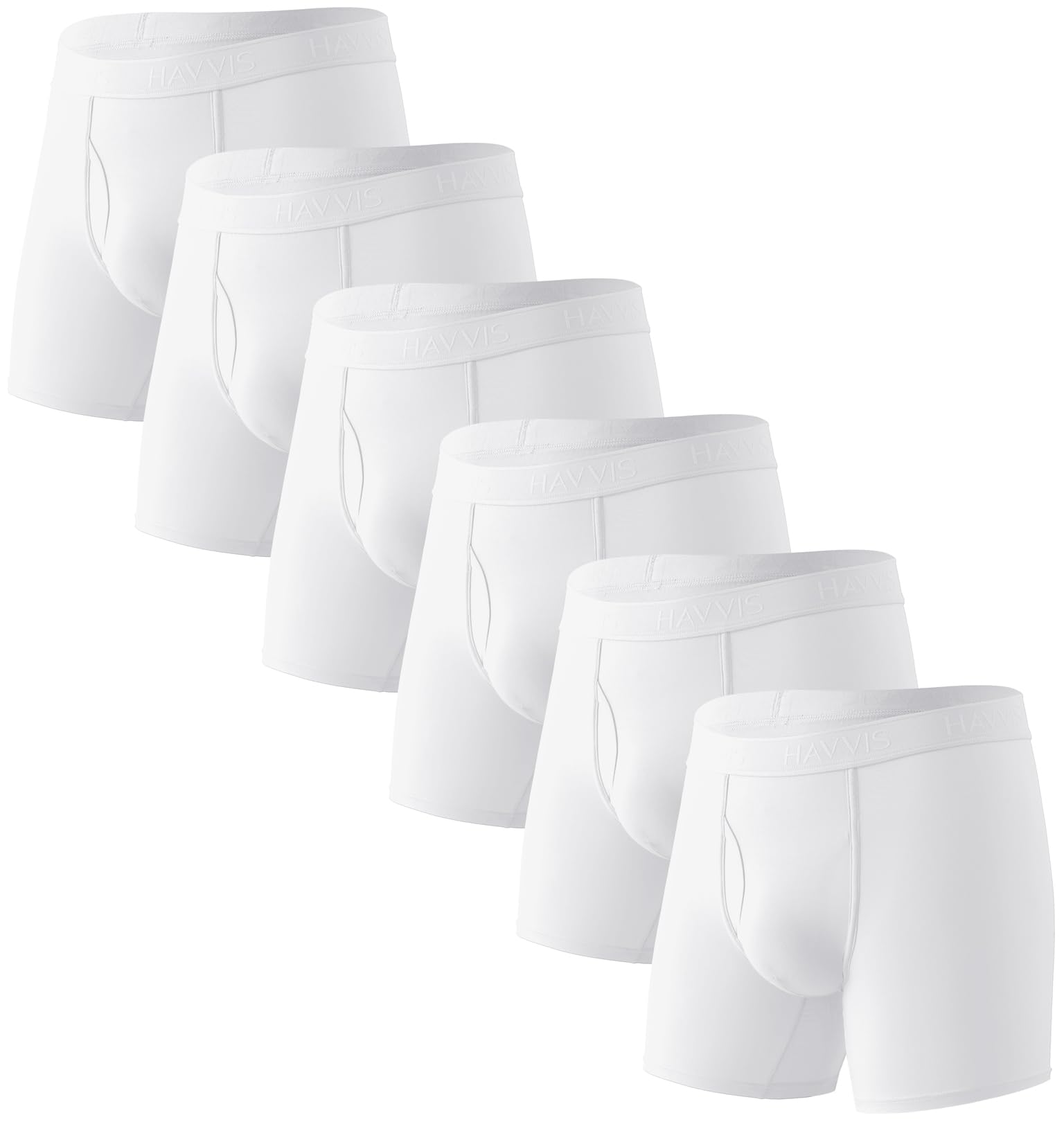 Photo 1 of HAVVIS Men's Performance Underwear Boxer Briefs Soft Comfortable Bamboo Viscose Underwear for Men Multipack (L, Boxer Briefs : C03-6 Pack - White)