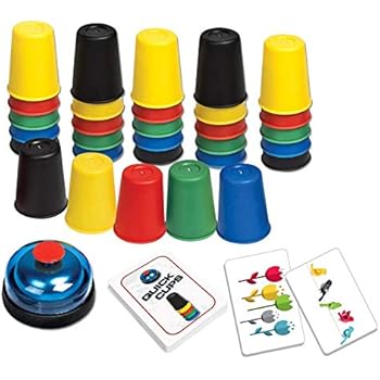 Quick Cups Games for Kids, LUXJET Classic Speed Stacking Cup Game for Kids Flying Stack Cup Parent-Child Interactive Game with 24 Picture Cards, 30 Cups (6 Sets of 5 Colors Each), Bell & Instruction