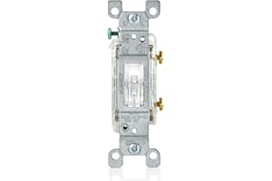 Leviton Toggle LED Illuminated Single-Pole Switch, 15 Amp, 120 Volt, L1461-2C, Clear
