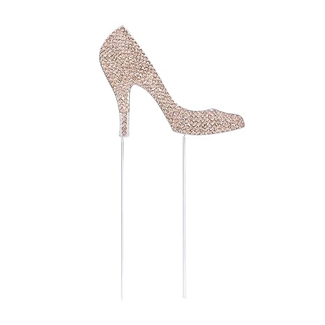 Stobok 1pc High Heeled Shoes Cake Topper Glitter Alloy Rhinestone