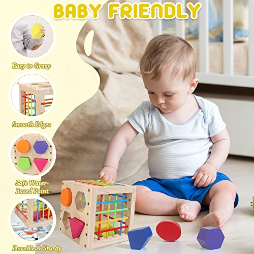 Winique Wooden Shape Sorter Toys for Toddlers 13 Years Old, Montessori Toys for 1 Year Old Baby