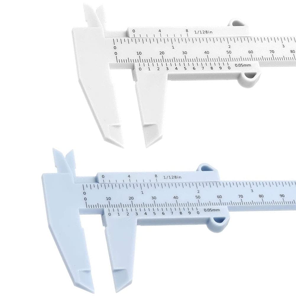 6Inch 150mm Mini Caliper Double Scale Plastic Vernier Caliper, Caliper Measuring Tool, for Carpentry, Student, Jewelry Measuring, etc. (White and Blue)