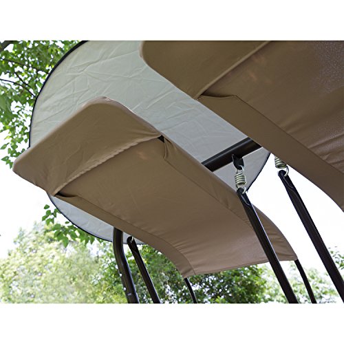 SunLife Converting Cushion Covered Patio Porch Glider Swing with Steel Frame Loveseats for 2 People