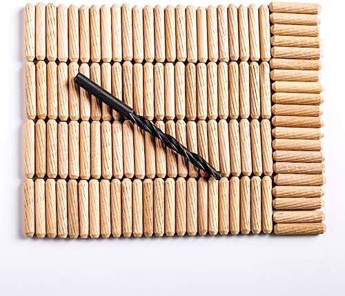 A Manual Electric Drill bit ，Wood Dowel Pins 1"L 1/4"W - Pack of 100 Fluted Dowel Pins Beveled End,Tapered for Easier Insertion