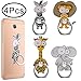 Outee 4 Pcs Cell Phone Ring Holder Cute Animal Finger Ring Grip 360 Swivel for Smartphones, Tablet (Zebra, Giraffe, Elephant, Lion)