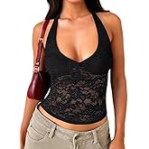 Matunana Women's Lace Halter Tops Going Out V Neck Crop Backless Sleeveless Tank Y2k Cute Sexy Shirt Summer Trendy 2026