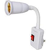 Yogcow E26/E27 Plug-in Light Socket Adapter with On/Off Switch | Flexible gooseneck adjusts lighting angle; plug into wall outlet; max 60W