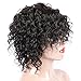 100% Human Virgin Hair Short Curly Wigs for Black Women Water Wave Human Hair Wigs with Bangs 150% Density Black Color 7 Inches