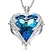EleShow Angel Wing Necklaces Women Love Heart Pendant Necklace Gifts Women Girls (H_Blue)