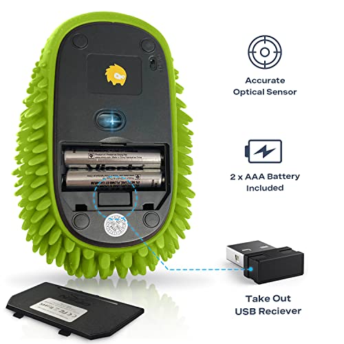 HedgeHog Health Hoglet Wireless Computer Mouse – Cute, Functional, and Tactile Fidget Tool. Combines Stress Relief with Comfort and Style, Perfect for Enhancing Focus and Productivity (Green)