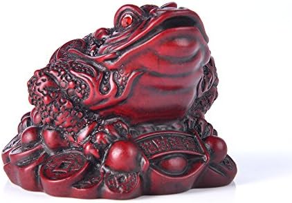 jushanyuan Small Size Fortune Coin Red Money Toad/Frog /Chan Chu - Feng Shui Statues Charm of Prosperity Decoration Gift