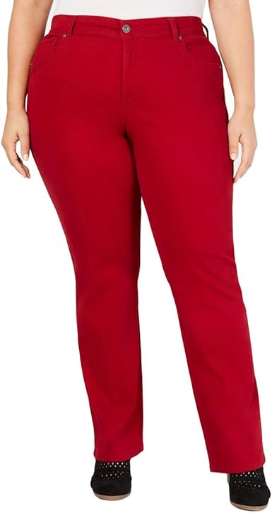 red straight leg pants