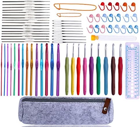72 Pcs Crochet Hooks Set, Crochet Hooks Kit Plus Large Eye Blunt Needles Ergonomic Yarn Knitting Needles Marking Clips Tools Set with Crochet Needle Accessories 72 Pcs Crochet Hooks Set, Crochet Hooks Kit Plus Large Eye Blunt Needles Ergonomic Yarn Knitting Needles Marking Clips Tools Set with Crochet Needle Accessories