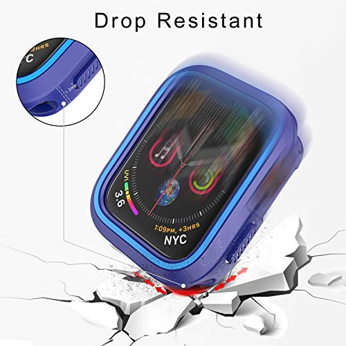 Compatible Apple Watch Case 44mm Series 4 Series 5, Shockproof and Shatter-Resistant Protective Bumper Cover iwatch Case, Dark Blue & Blue - Thumbnail 2