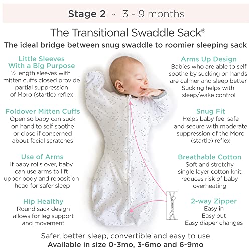 Amazing Baby Transitional Swaddle Sack with Arms Up HalfLength Sleeves