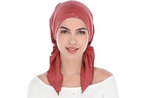 Madison Headwear Pretied Head Scarves for Women Featuring A Unique Sparkly Foil Finish and Stretchy Ribbed Fabric