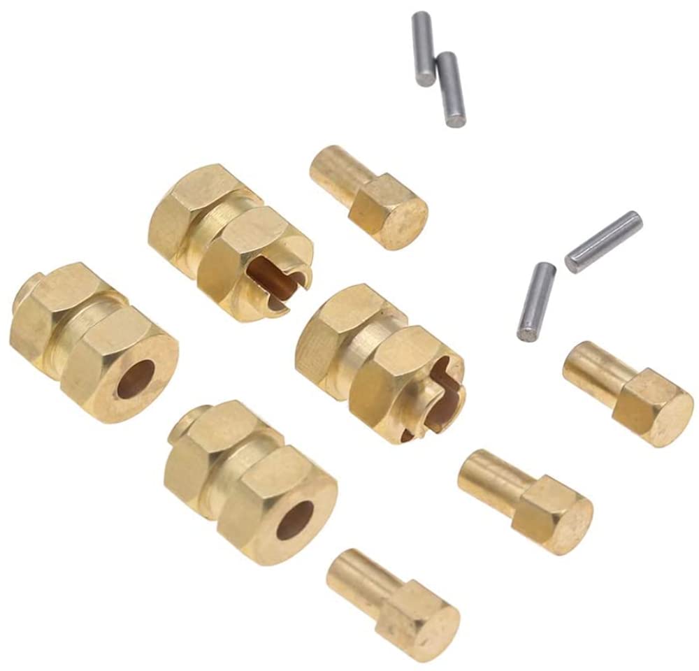DollaTek 4Pcs Brass Extended 7mm Hex Wheel Hubs for SCX24 Upgrades 1/24 RC Car