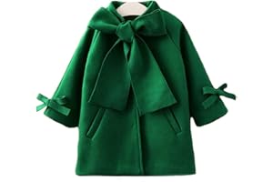HONGANDA 2-8Y Kids Toddler Girl Wool Coat with Big Bowknot Long Sleeve Trench Coat Fall Winter Outwear Jacket for Children