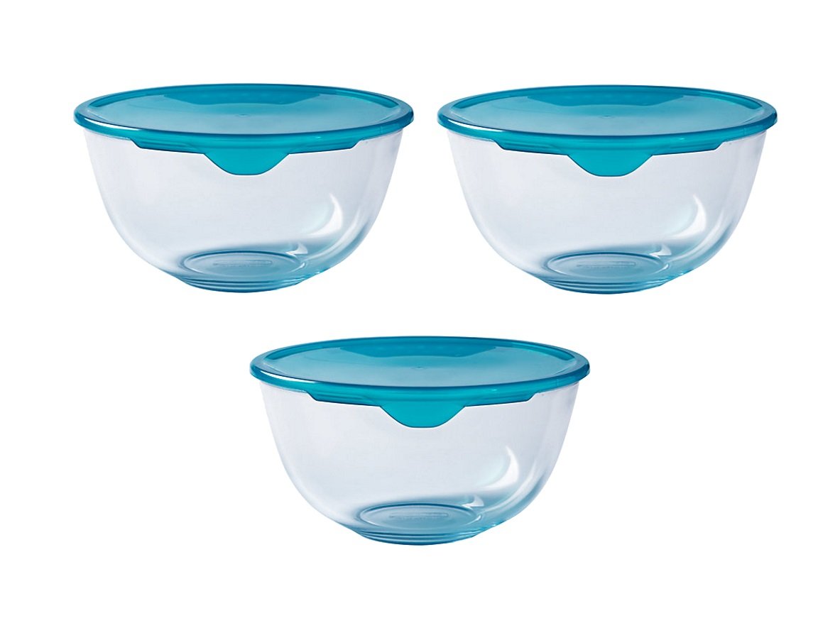 Pyrex Set of 3 Cook & Store Mixing Bowl Set with Lids 0.5 Litre Buy