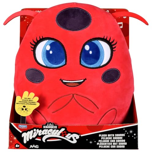 BANDAI - Miraculous - Tikki Plüschfigur mit Funktionen - Offizielle Lizenz - Sprechendes Kwami-Spielzeug Ladybug - Marienkäfer-Kwami Tikki Plüschtier - Spielzeug ab 4 Jahren - P50711