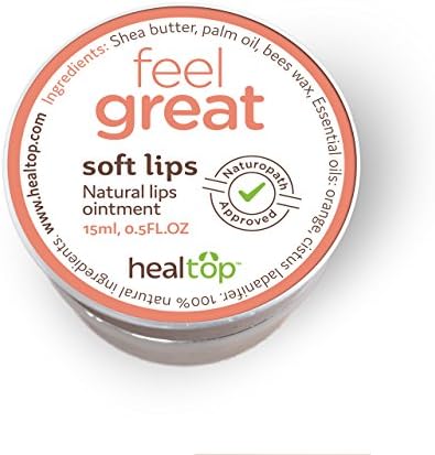 Healtop Soft Lips 100% Natural Moisturizing Therapy Lip Balm 0.5 FL OZ Shea Butter, Palm Oil, Bees Wax, Essential Oils: Orange, Cistus Ladanifer