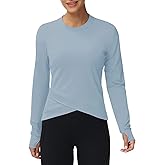 Women's Long Sleeve Compression Shirts Workout Tops Cross Hem Athletic Running Yoga T-Shirts with Thumb Hole