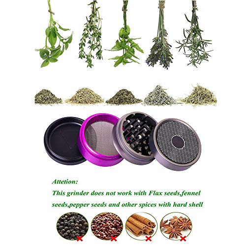 Ausma 4 Pieces 2.5 inch Large Metal Grinder with Pollen Catcher,Scraper and Magnetic Top for Herbs,Spices(Purple)