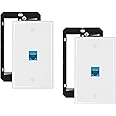 Iwillink 10Gbps Keystone Wall Plate 1 Port, 2 Pack Cat6a Ethernet Wall Plate with 2x RJ45 Coupler, Keystone Wall Jack Plate with Low Voltage Mounting Bracket - RJ45 Network Wall Plate