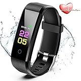Fitness Tracker with Heart Rate Monitor, Activity Watch Blood Pressure Monitor, Waterproof Fitness Watch with Step Tracker Calorie Counter, Pedometer Watch for Kids Women Men Compatible Android iPhone