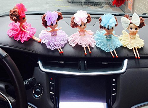 EOEO New creative confused doll car ornaments fashion doll dress lovely girl jewelry car decoration 5pcs
