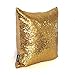 AMAZLINEN(TM Decorative Glitzy Sequin & Comfy Satin Solid Throw Pillow Cover 18 Inch Square Pillow Case, Hidden Zipper Design, 1 Cover Pack Only(Gold)